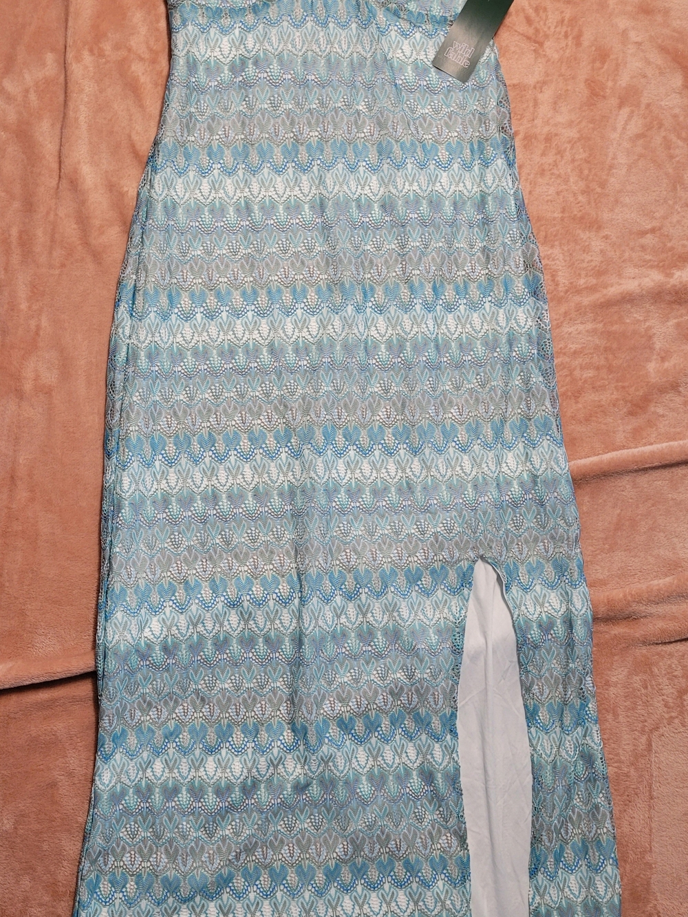 wild fable Light Blue Patterned Maxi Skirt with Side Slit
